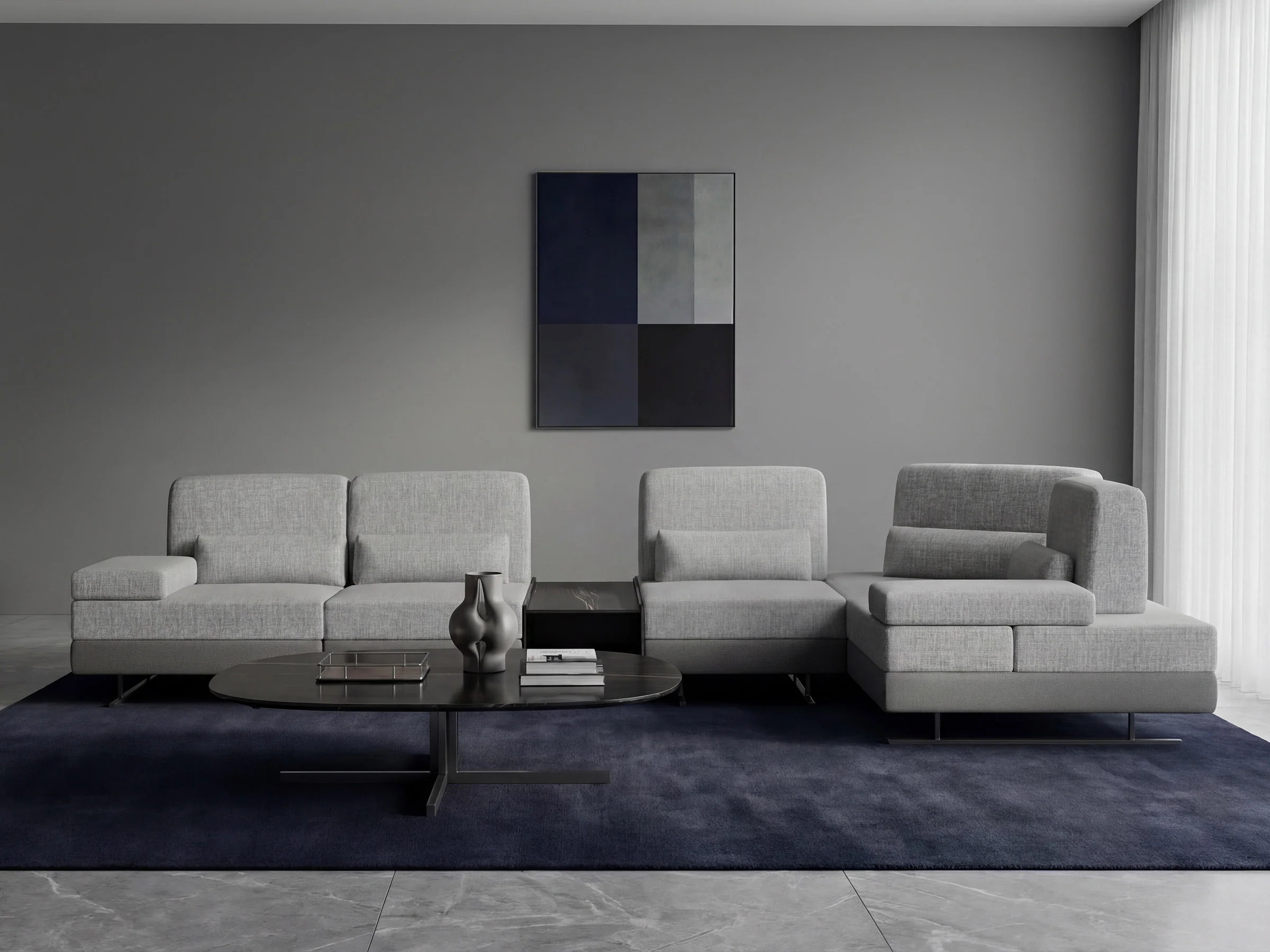 Mony Smart-Motion Corner Sectional: L-Shaped Sofa with Integrated Table - Image 2