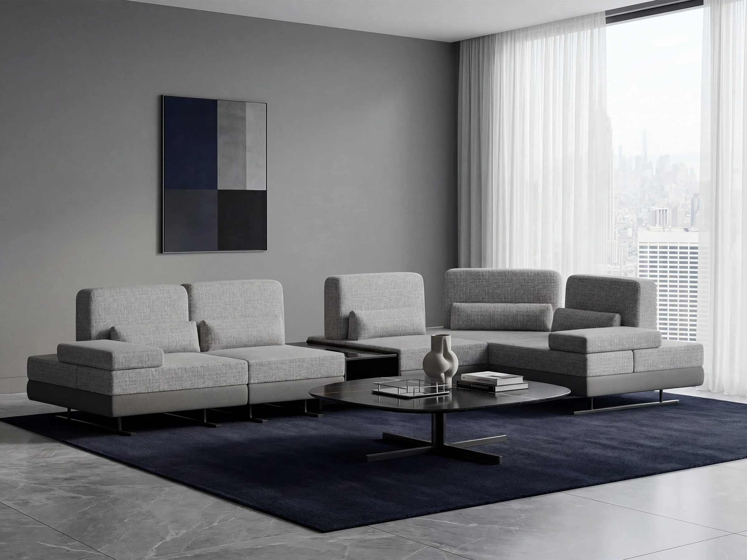 Mony Smart-Motion Corner Sectional: L-Shaped Sofa with Integrated Table - Image 3