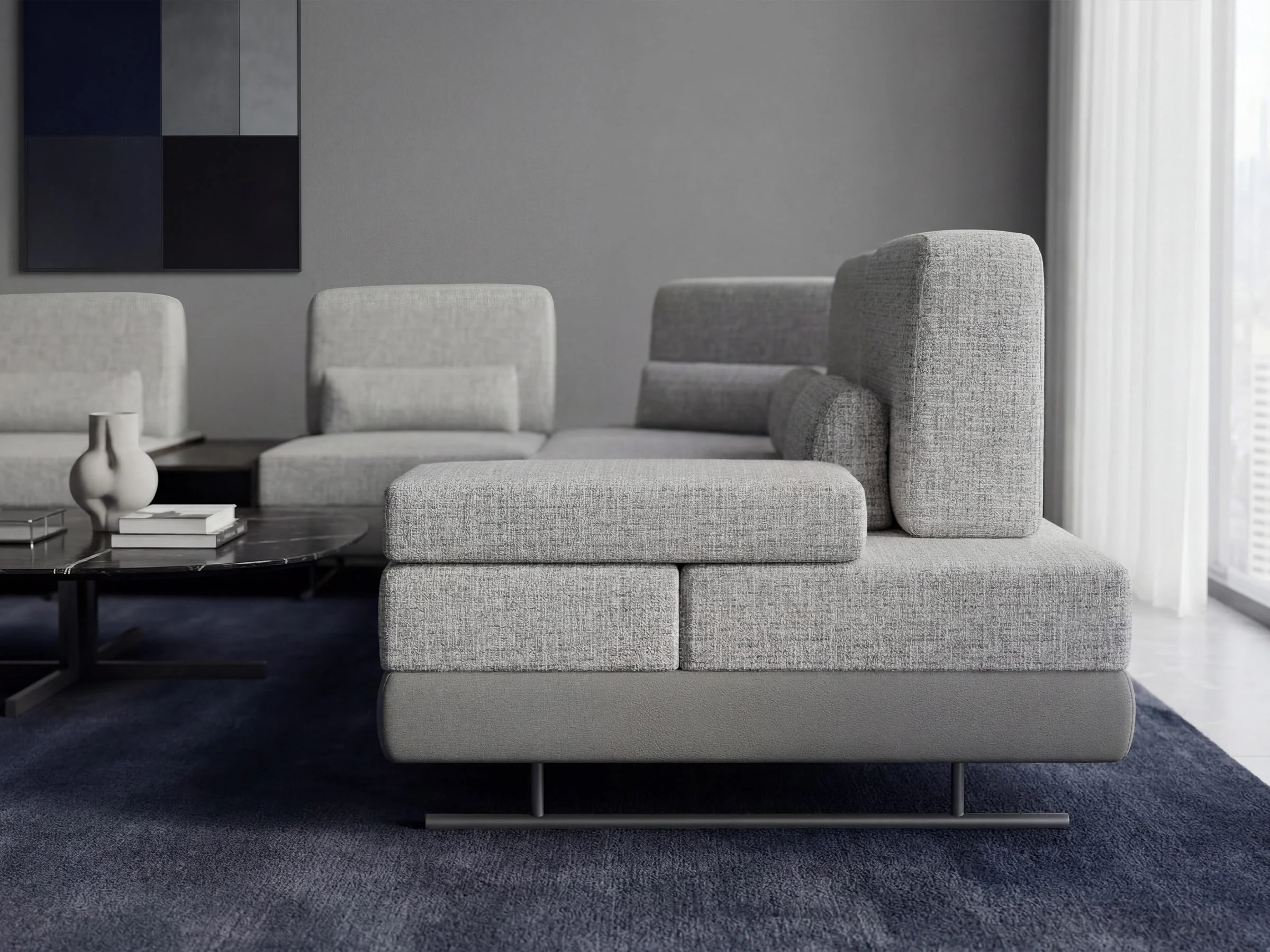 Mony Smart-Motion Corner Sectional: L-Shaped Sofa with Integrated Table - Image 4
