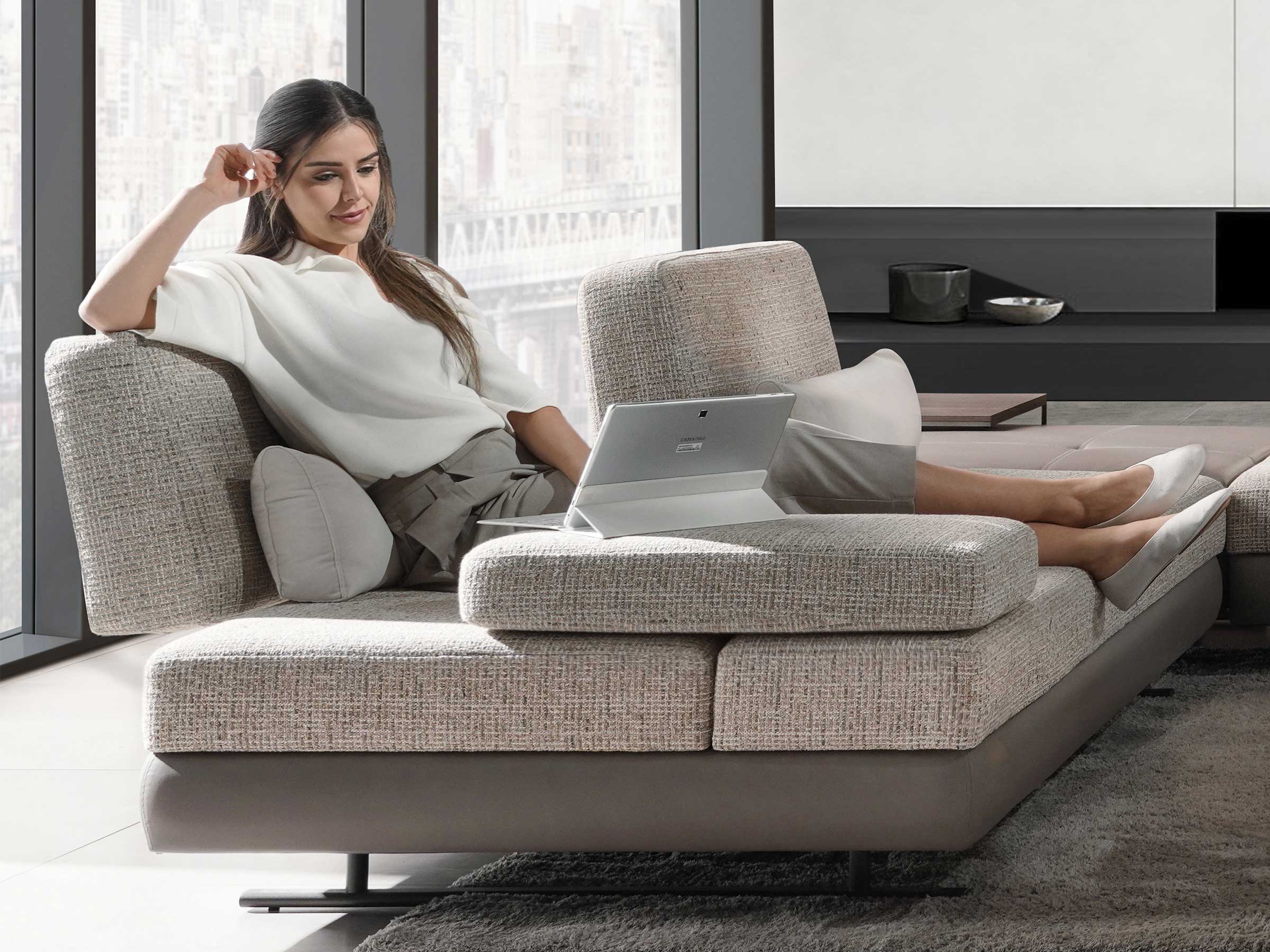 Mony Three Seater Sofa with Table - Image 7
